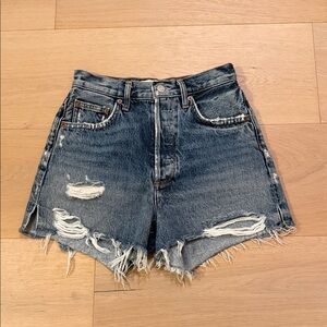 Agolde Blue Distressed Jean Shorts